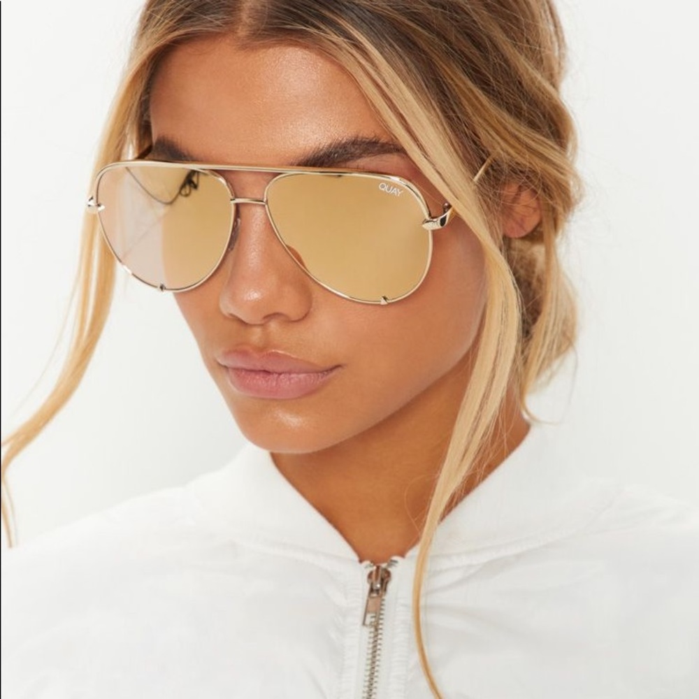 Quay x Desi Gold Reflective Aviators